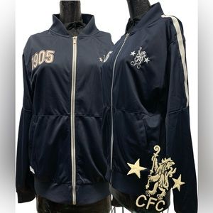 Chelsea FC Futbol Men's Blue Track Jacket 1905 Patch & Soccer Team Logo Sz XL
